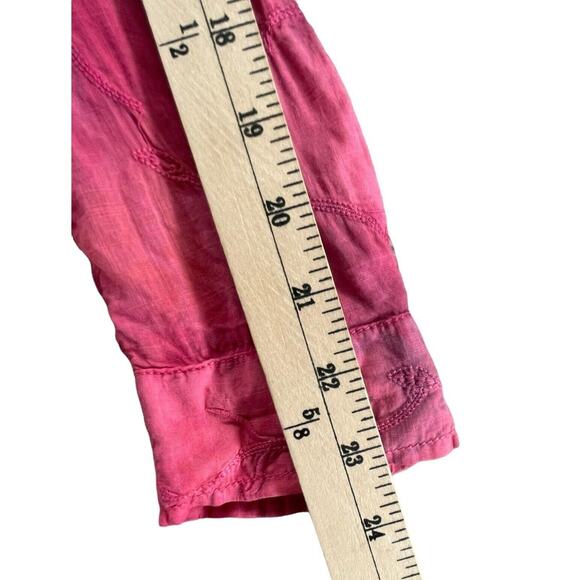 Anthropologie Pilcro Shirt Womens XS Pink Tie Dye Embroidered Floral Button Top - Picture 8 of 12